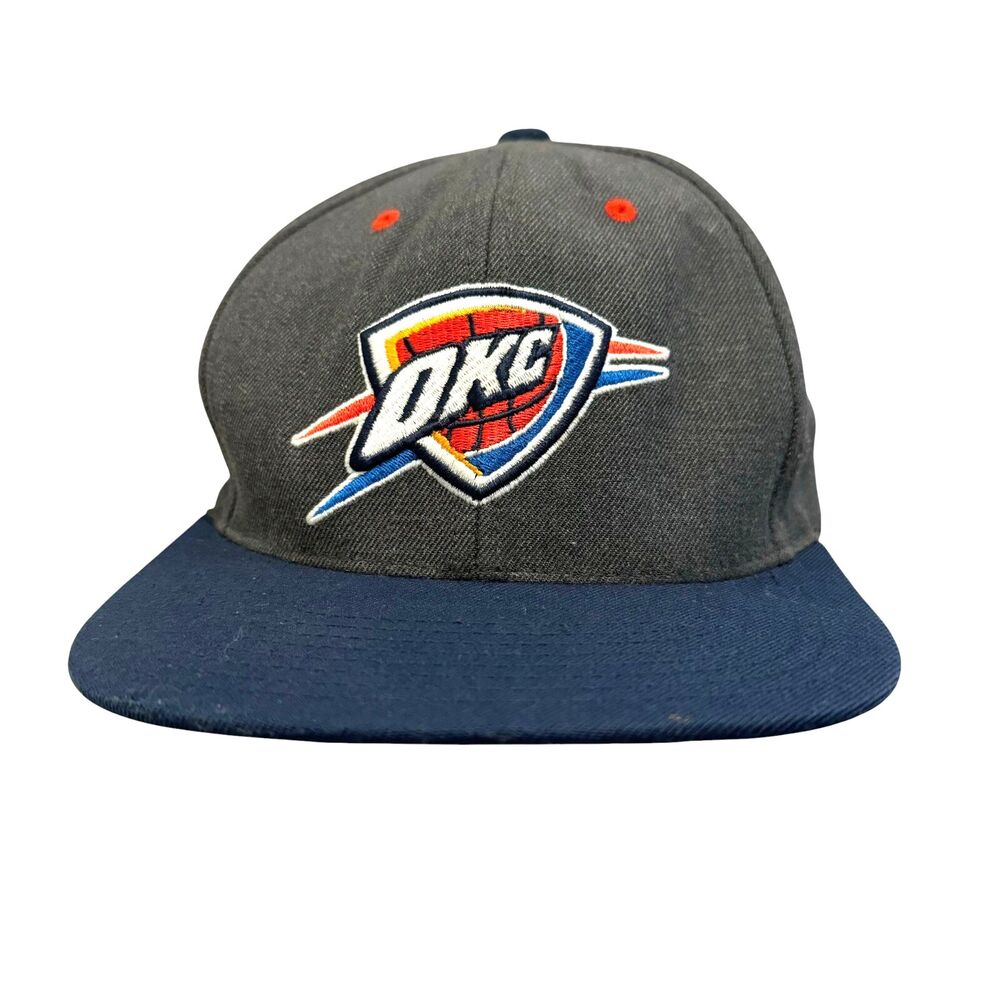 Oklahoma City Thunder Hat Men's Gray Mitchell & Ness OKC Colorblock Cap NBA Snap